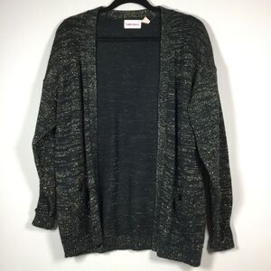 Black with metallic gold fleck vintage cardigan sparkle bling witchy size M